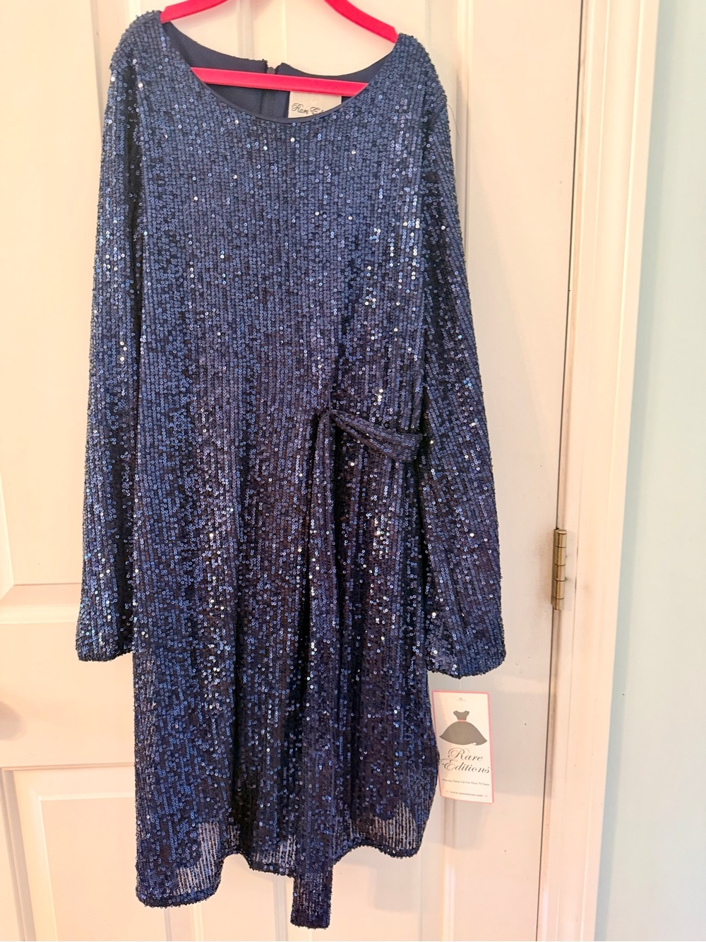 Rare Editions Navy Blue Sequin Circle Skirt